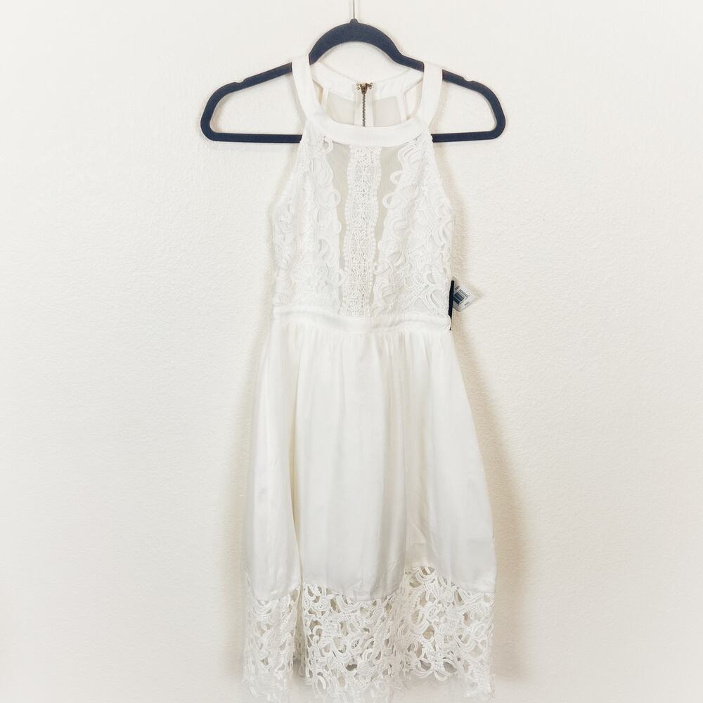 Aqua Halter Dress Fairy Angel Magic Sheer Lace White Wedding Reception sz S NWT